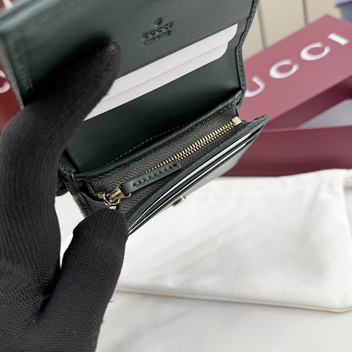 グッチ 財布 アウトレット GUCCI GGマーモント スモールウォレット グリーン ナッパレザー 466492 AAFAX 3020 グッチ 財布 新作 - 画像 (3)