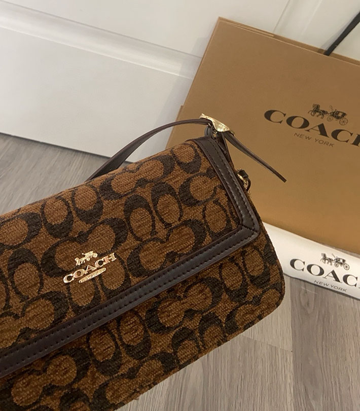 最高級コーチスーパーコピー COACH エッタ スモール フラップ ショルダー バッグ・シグネチャー シェニール トリュフ CCV65 IMA7U コーチ バッグ アウトレット - 画像 (6)