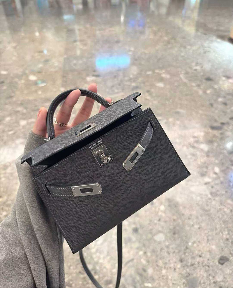 ミニケリー 2 黒 HERMES ケリーミニ2 外縫い 黒 ブラック ヴォーエプソン シルバー金具 26210440 エルメス 新作バッグ - 画像 (3)