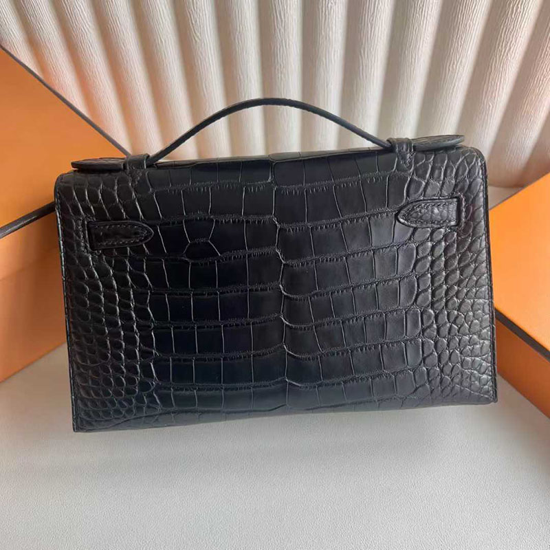 エルメス ポシェット ケリー 定価 HERMES ポシェットケリー クロ クロコダイル シルバー金具 26210444 エルメス 新作バッグ - 画像 (8)