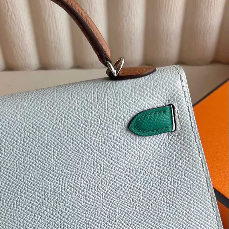 エルメス ケリーミニ2 HERMES ケリーミニ2 外縫い ブルーブリュム/ゴールド/ヴェールシプレ ヴォーエプソン シルバー金具 26210445 エルメス 新作バッグ - 画像 (7)