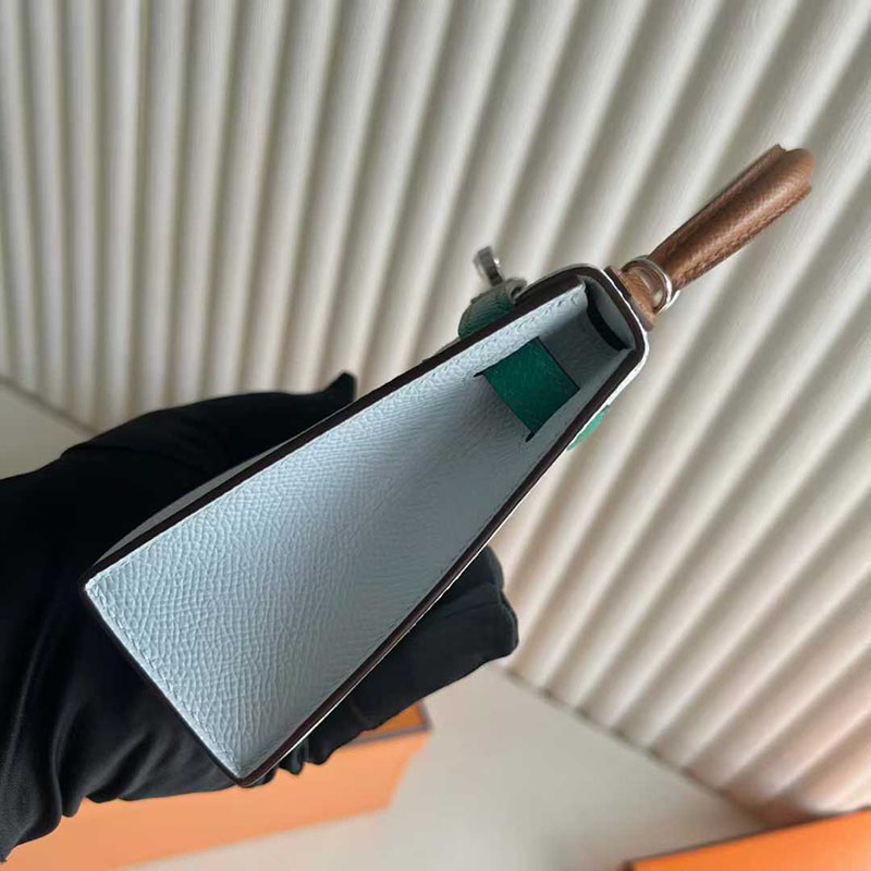エルメス ケリーミニ2 HERMES ケリーミニ2 外縫い ブルーブリュム/ゴールド/ヴェールシプレ ヴォーエプソン シルバー金具 26210445 エルメス 新作バッグ - 画像 (6)