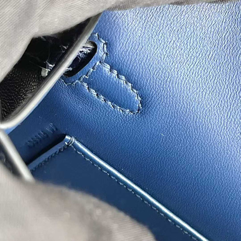 エルメス ミニケリー HERMES ケリーミニ2 外縫い ブルーサフィール/クロ ヴォーエプソン/クロコ シルバー金具 26210446 エルメス 新作バッグ - 画像 (3)
