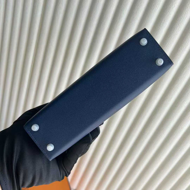 エルメス ミニケリー HERMES ケリーミニ2 外縫い ブルーサフィール/クロ ヴォーエプソン/クロコ シルバー金具 26210446 エルメス 新作バッグ - 画像 (2)