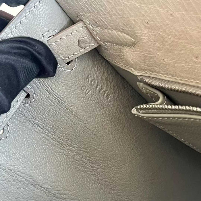 ケリー25 定価 HERMES ケリー25 外縫い パールグレー オーストリッチ シルバー金具 26210456 エルメス 新作バッグ - 画像 (3)