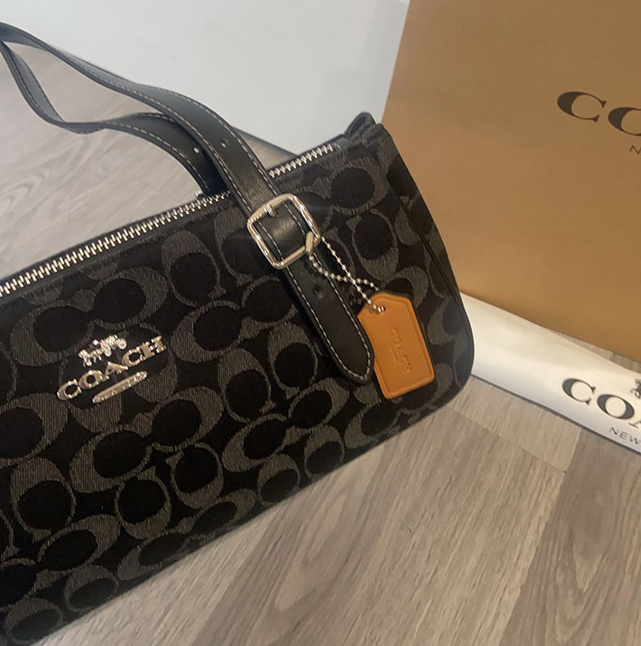 コーチ バッグ アウトレット COACH アッシャー ショルダー バッグ・シグネチャー デニム ブラック CDB92 SV/BK コーチ バッグ 黒 - 画像 (6)