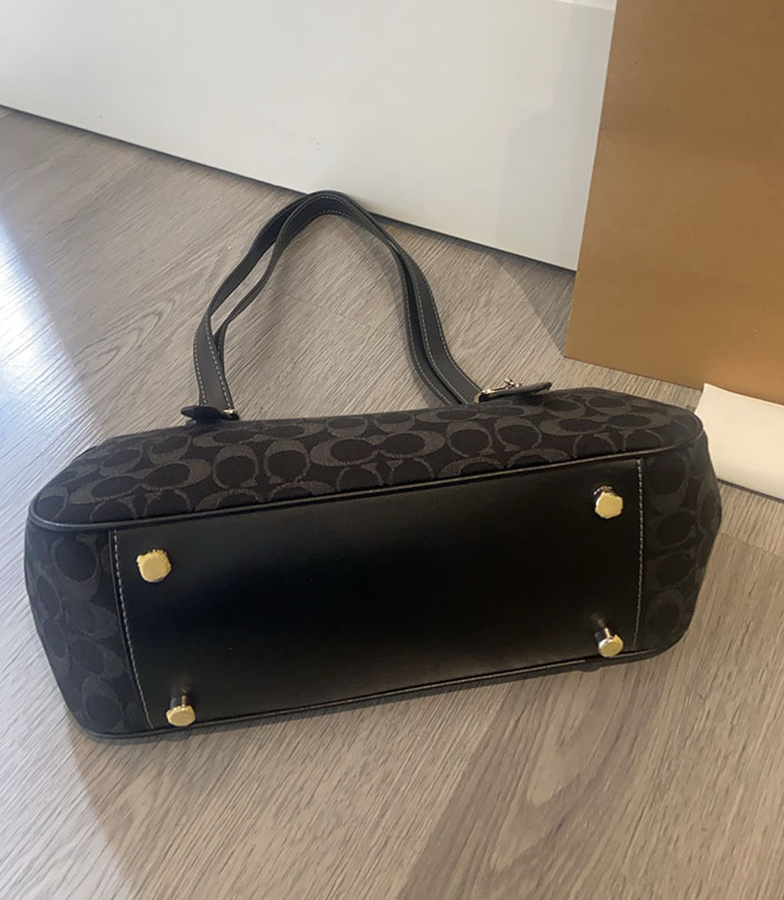 コーチ バッグ アウトレット COACH アッシャー ショルダー バッグ・シグネチャー デニム ブラック CDB92 SV/BK コーチ バッグ 黒 - 画像 (4)