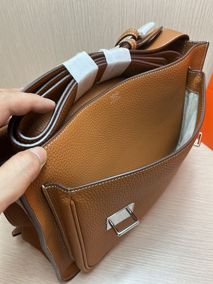 メンズバッグ 人気 HERMES スティーブ・ブザス 35 ゴールド トリヨンクレマンス シルバー金具 26210498 エルメスメンズバッグランキング - 画像 (3)