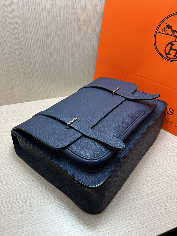 メンズバッグ 人気 HERMES スティーブ・ブザス 35 ブルーロイヤル トリヨンクレマンス シルバー金具 26210499 エルメス メンズ ショルダーバッグ - 画像 (7)