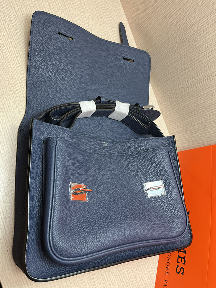 メンズバッグ 人気 HERMES スティーブ・ブザス 35 ブルーロイヤル トリヨンクレマンス シルバー金具 26210499 エルメス メンズ ショルダーバッグ - 画像 (6)