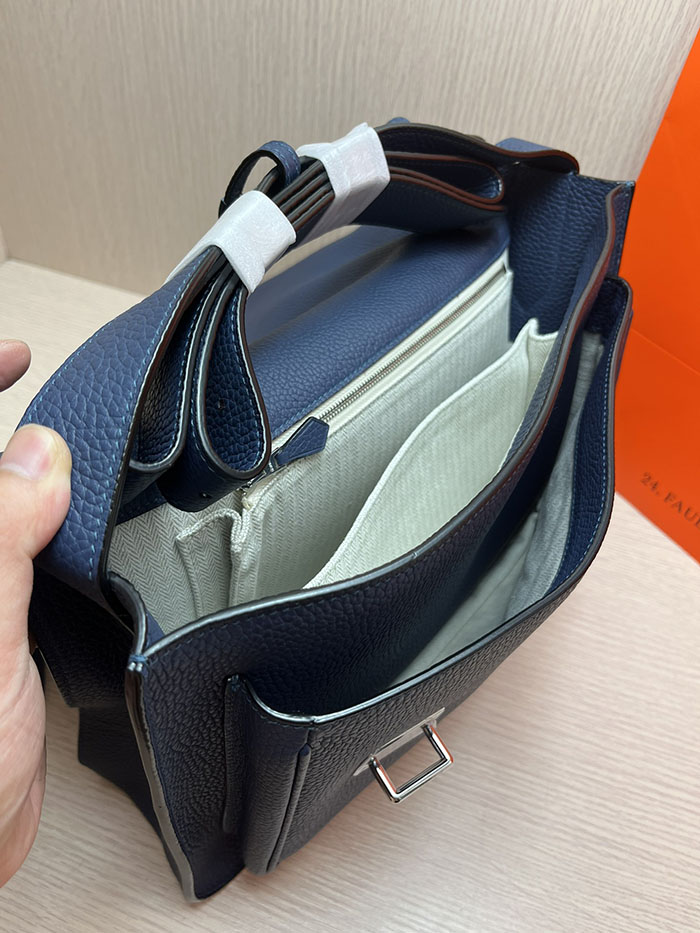 メンズバッグ 人気 HERMES スティーブ・ブザス 35 ブルーロイヤル トリヨンクレマンス シルバー金具 26210499 エルメス メンズ ショルダーバッグ - 画像 (4)