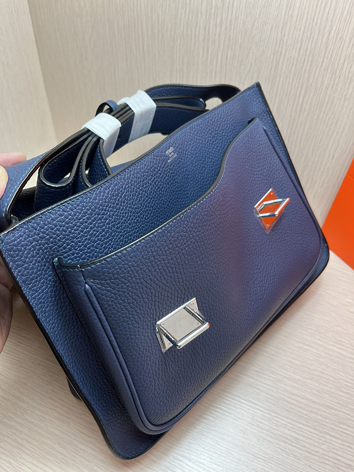 メンズバッグ 人気 HERMES スティーブ・ブザス 35 ブルーロイヤル トリヨンクレマンス シルバー金具 26210499 エルメス メンズ ショルダーバッグ - 画像 (3)