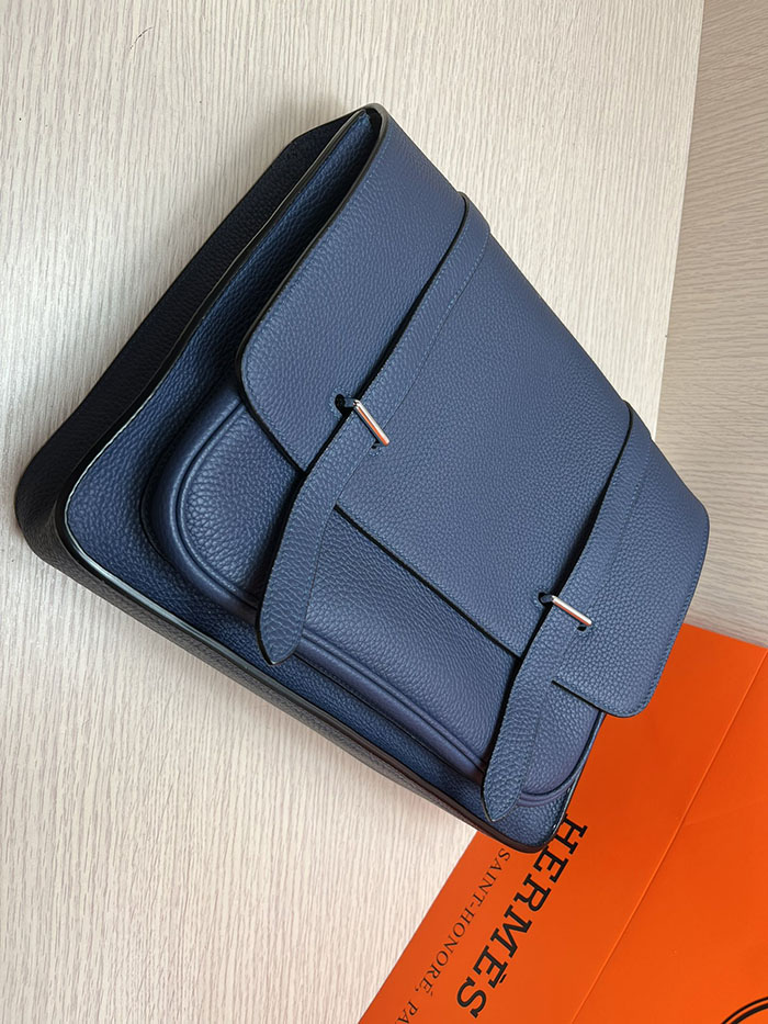 メンズバッグ 人気 HERMES スティーブ・ブザス 35 ブルーロイヤル トリヨンクレマンス シルバー金具 26210499 エルメス メンズ ショルダーバッグ - 画像 (2)