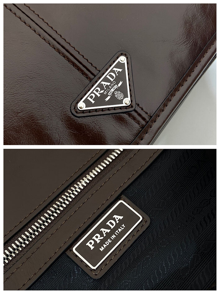プラダ バッグ メンズ 新作 PRADA ソフトルックスレザー ショルダーバッグ ダークブラウン 2VD073_2CYR_F01D6 プラダ メンズバッグ 人気 - 画像 (2)