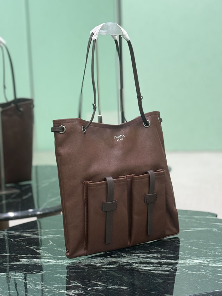プラダ バッグ レディース PRADA ルート ラージ レザー バッグ ココアブラウン 1BC293_2G6F_F0324_V_OOO プラダ トートバッグ ナイロン - 画像 (7)