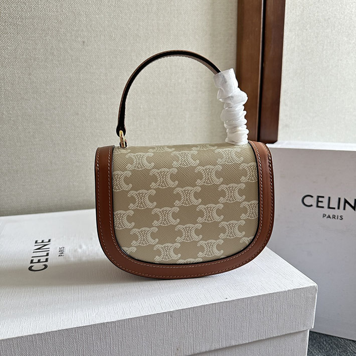 最高級セリーヌスーパーコピー CELINE ミニ ブザス クレア トリオンフキャンバス&カーフスキン ナチュラル/タン 2629907 セリーヌ バッグ トリオンフ - 画像 (7)