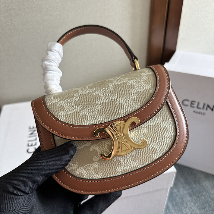 最高級セリーヌスーパーコピー CELINE ミニ ブザス クレア トリオンフキャンバス&カーフスキン ナチュラル/タン 2629907 セリーヌ バッグ トリオンフ - 画像 (5)