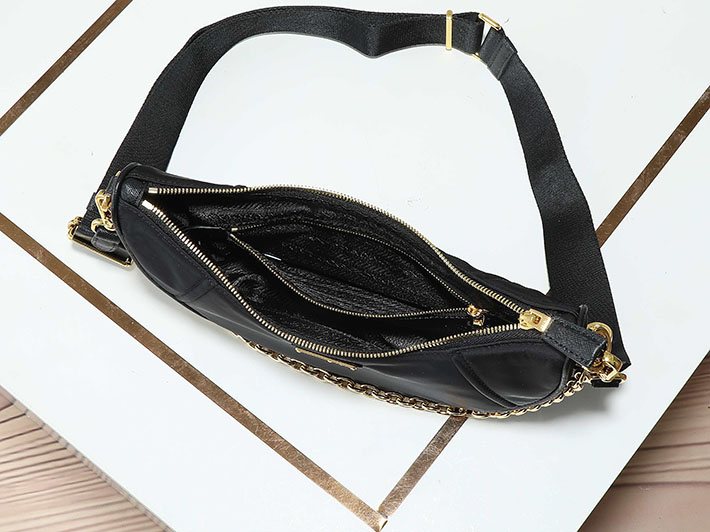 プラダ バッグ レディース PRADA Re-Nylonドゥミ・リュンヌショルダー ブラック 1BH222 R064 F0002 プラダ バッグ ナイロン ショルダー - 画像 (3)