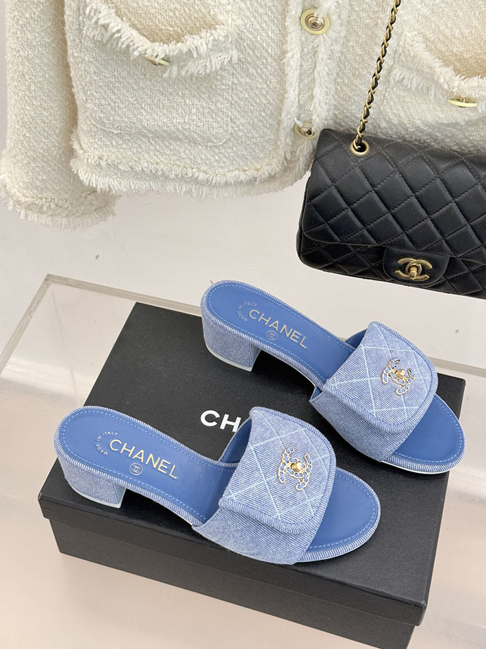 最高級シャネルスーパーコピー CHANEL ココマーク パールサンダル ミュール デニム ブルー 2631005 シャネル ヒール サンダル - 画像 (8)