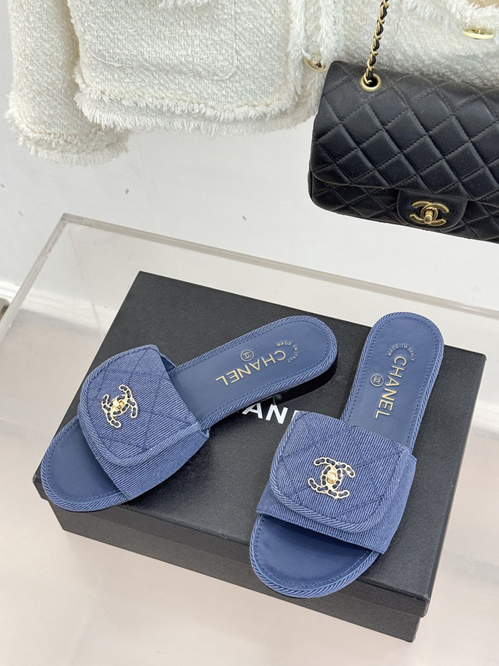 最高級シャネルスーパーコピー CHANEL CCロゴ ミュール コットン ビジュー ターンロック ネイビー 2631011 シャネル サンダル 安い - 画像 (9)