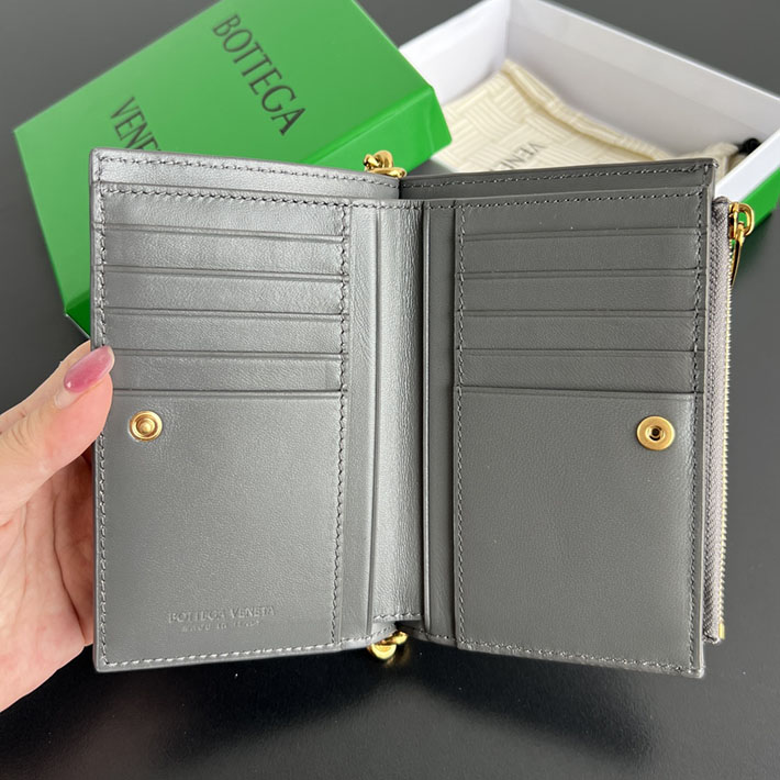 最高級ボッテガコピー Bottega Veneta ソルスティス ミディアム 二つ折りウォレット アゲートグレー 806078V4R411556 レディース ボッテガ 財布 - 画像 (7)
