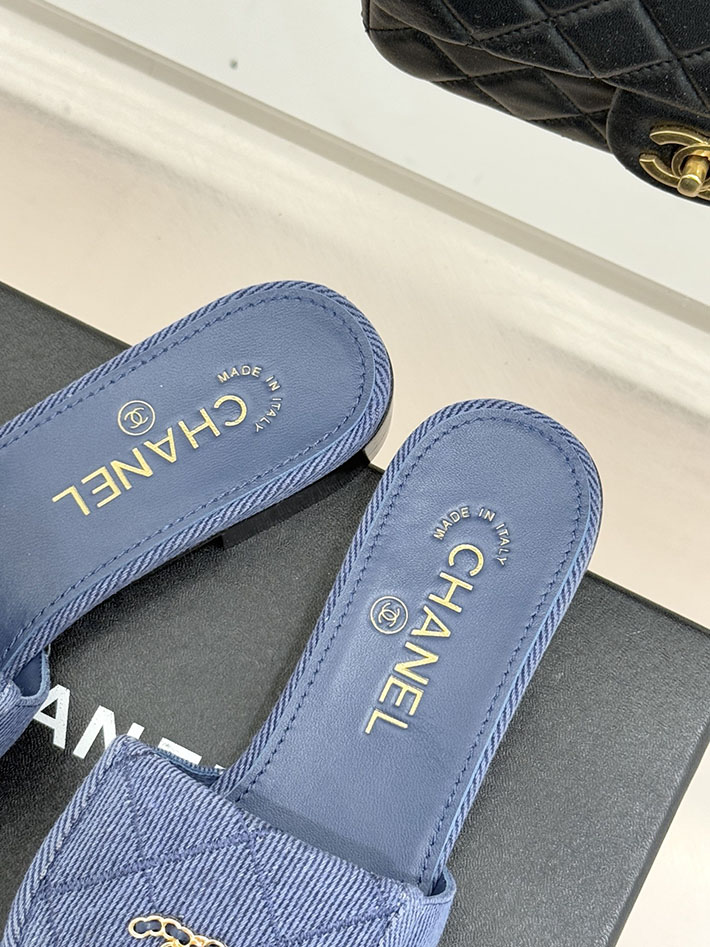最高級シャネルスーパーコピー CHANEL CCロゴ ミュール コットン ビジュー ターンロック ネイビー 2631011 シャネル サンダル 安い - 画像 (3)