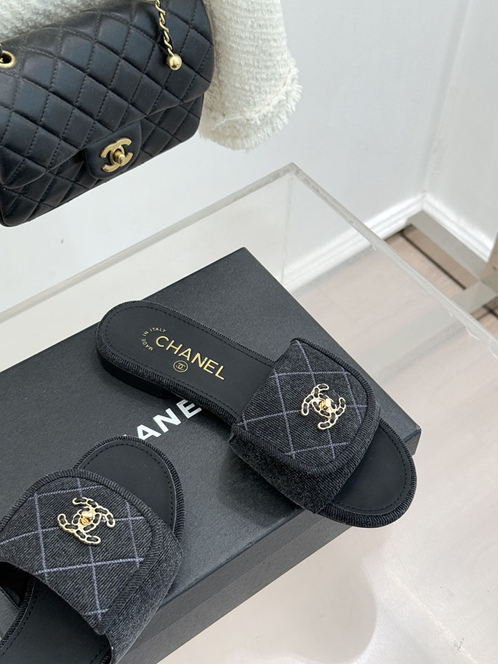最高級シャネルスーパーコピー CHANEL CCロゴ ミュール コットン ビジュー ターンロック ブラック 2631013 レディース シャネル 靴 - 画像 (6)