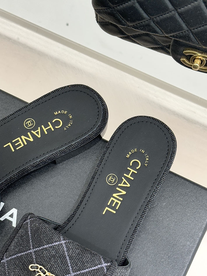 最高級シャネルスーパーコピー CHANEL CCロゴ ミュール コットン ビジュー ターンロック ブラック 2631013 レディース シャネル 靴 - 画像 (3)