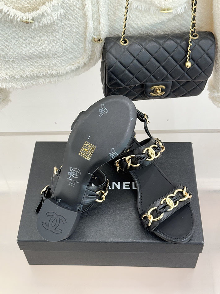 最高級シャネルスーパーコピー CHANEL チェーンモチーフ レディースサンダル 人気 ブラック 2631027 シャネル 靴 アウトレット - 画像 (3)