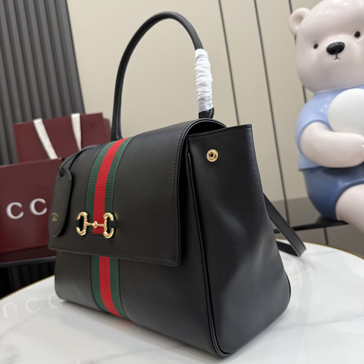 グッチ直営アウトレット店 GUCCI パパラッツォ ミディアム トップハンドルバッグ ブラック 875018 AAGIQ 1053 レディース グッチ バッグ - 画像 (2)