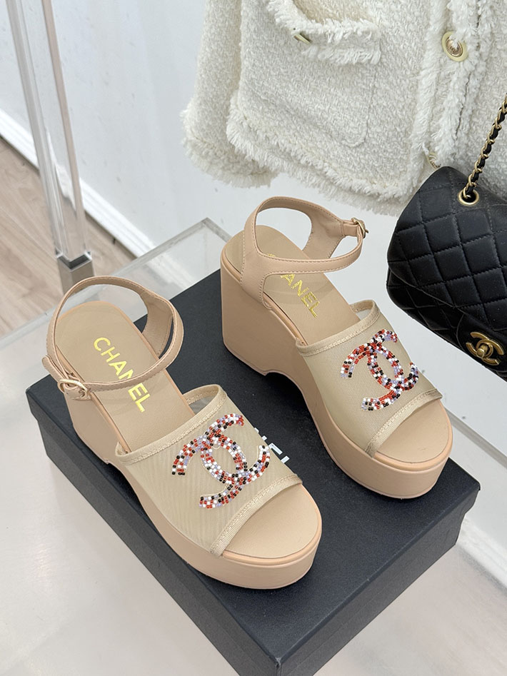 最高級シャネルスーパーコピー CHANEL CCロゴ サンダル 厚底 レディース ココマーク 靴 ベージュ 2631097 厚底 サンダル 疲れない - 画像 (8)