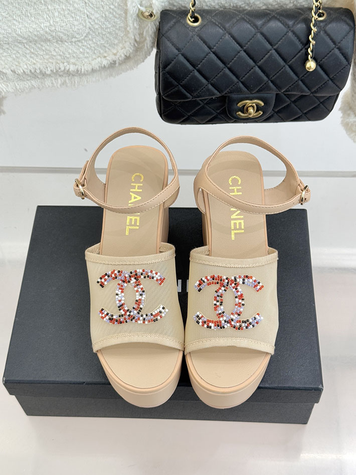 最高級シャネルスーパーコピー CHANEL CCロゴ サンダル 厚底 レディース ココマーク 靴 ベージュ 2631097 厚底 サンダル 疲れない - 画像 (7)