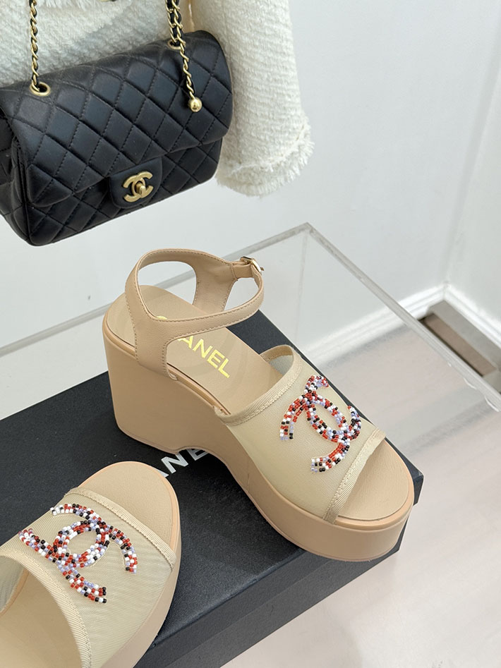 最高級シャネルスーパーコピー CHANEL CCロゴ サンダル 厚底 レディース ココマーク 靴 ベージュ 2631097 厚底 サンダル 疲れない - 画像 (6)
