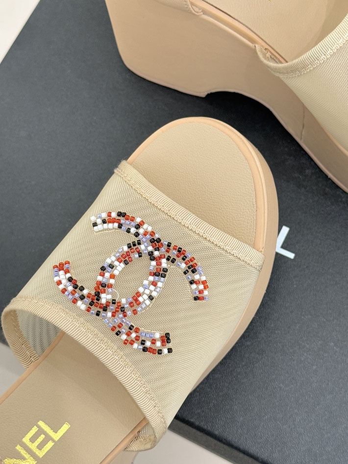 最高級シャネルスーパーコピー CHANEL CCロゴ サンダル 厚底 レディース ココマーク 靴 ベージュ 2631097 厚底 サンダル 疲れない - 画像 (4)