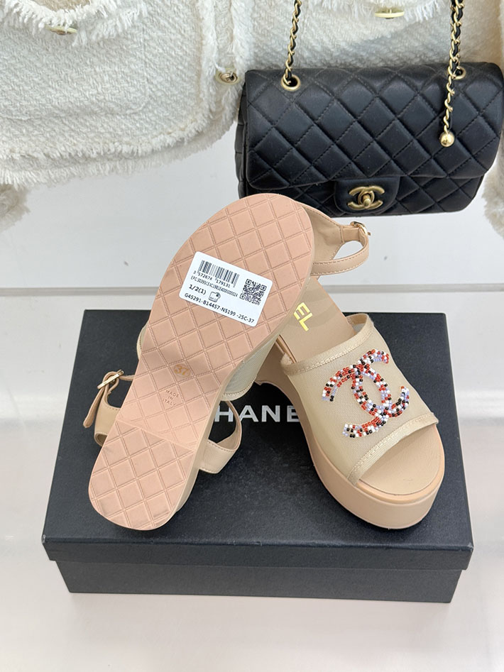 最高級シャネルスーパーコピー CHANEL CCロゴ サンダル 厚底 レディース ココマーク 靴 ベージュ 2631097 厚底 サンダル 疲れない - 画像 (2)