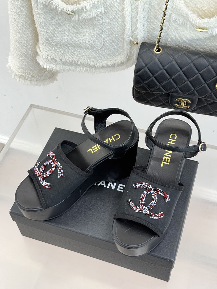 最高級シャネルスーパーコピー CHANEL CCロゴ サンダル 厚底 レディース ココマーク 靴 ブラック 2631098 厚底 サンダル レディース - 画像 (9)