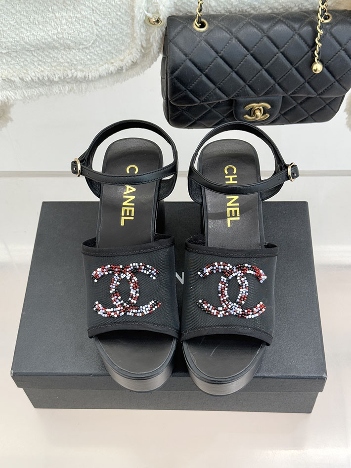 最高級シャネルスーパーコピー CHANEL CCロゴ サンダル 厚底 レディース ココマーク 靴 ブラック 2631098 厚底 サンダル レディース - 画像 (7)