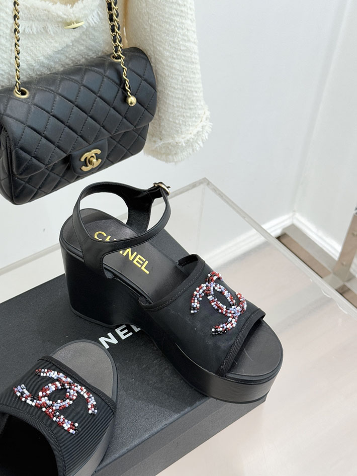 最高級シャネルスーパーコピー CHANEL CCロゴ サンダル 厚底 レディース ココマーク 靴 ブラック 2631098 厚底 サンダル レディース - 画像 (6)