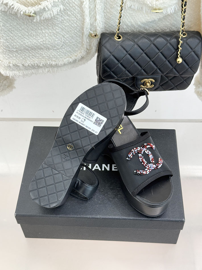 最高級シャネルスーパーコピー CHANEL CCロゴ サンダル 厚底 レディース ココマーク 靴 ブラック 2631098 厚底 サンダル レディース - 画像 (2)