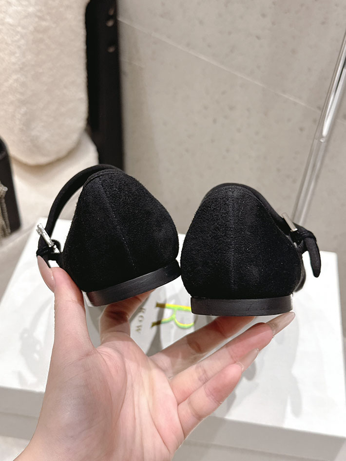 最高級ザロウスーパーコピー THE ROW Boheme MJ スエード メリージェーンシューズ ブラック F1396L25BLK The Row バレエシューズ - 画像 (4)