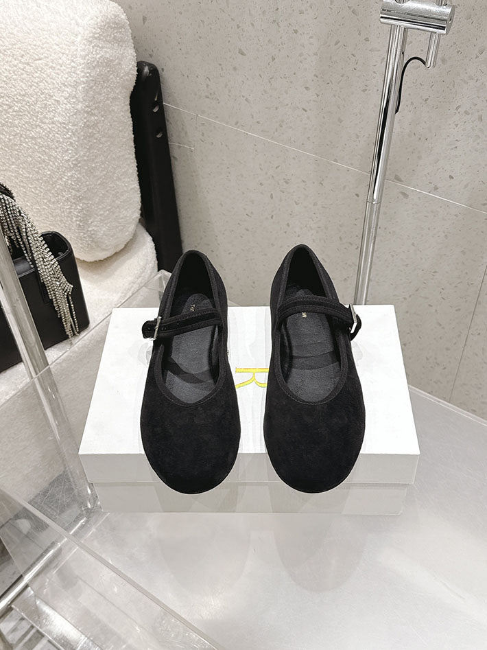 最高級ザロウスーパーコピー THE ROW Boheme MJ スエード メリージェーンシューズ ブラック F1396L25BLK The Row バレエシューズ - 画像 (2)