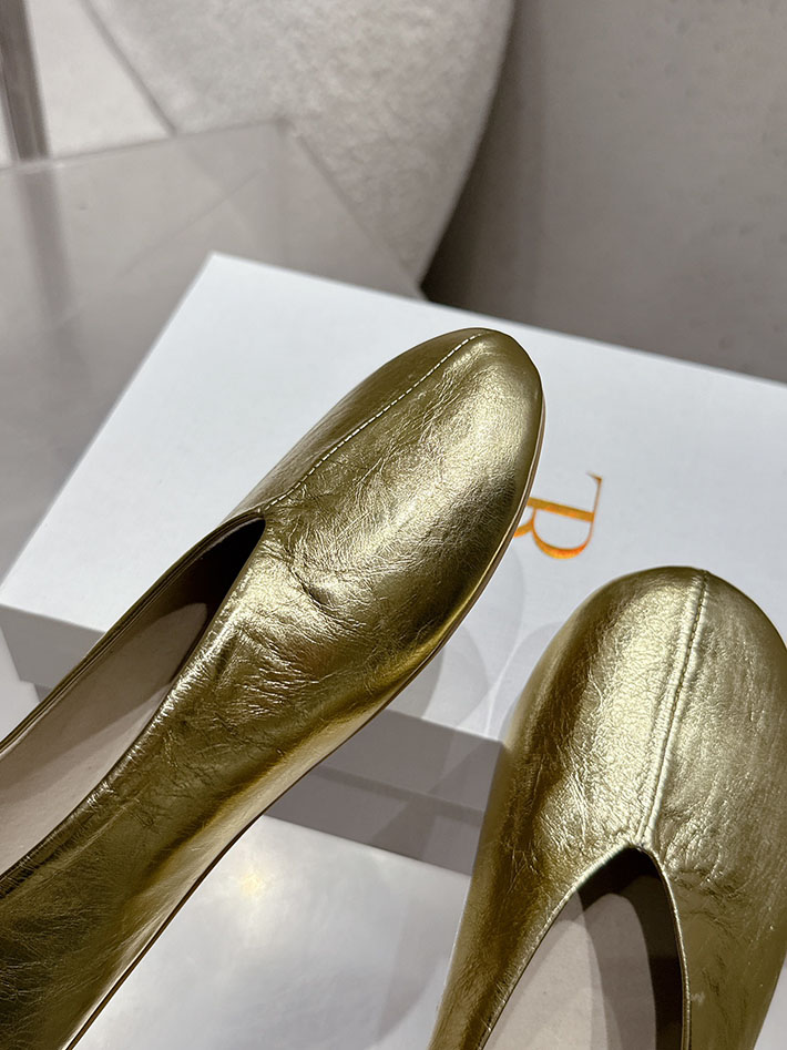 最高級ザロウスーパーコピー THE ROW Stella レザースリッパ レザー バレエフラット ゴールド F1638M39GOLD ザロウ 靴 レディース - 画像 (7)