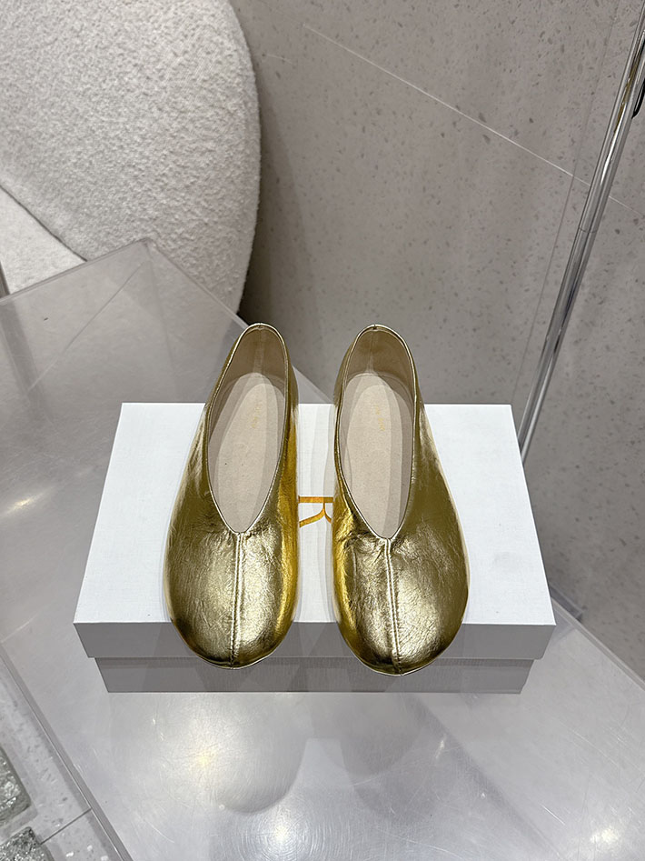 最高級ザロウスーパーコピー THE ROW Stella レザースリッパ レザー バレエフラット ゴールド F1638M39GOLD ザロウ 靴 レディース - 画像 (3)