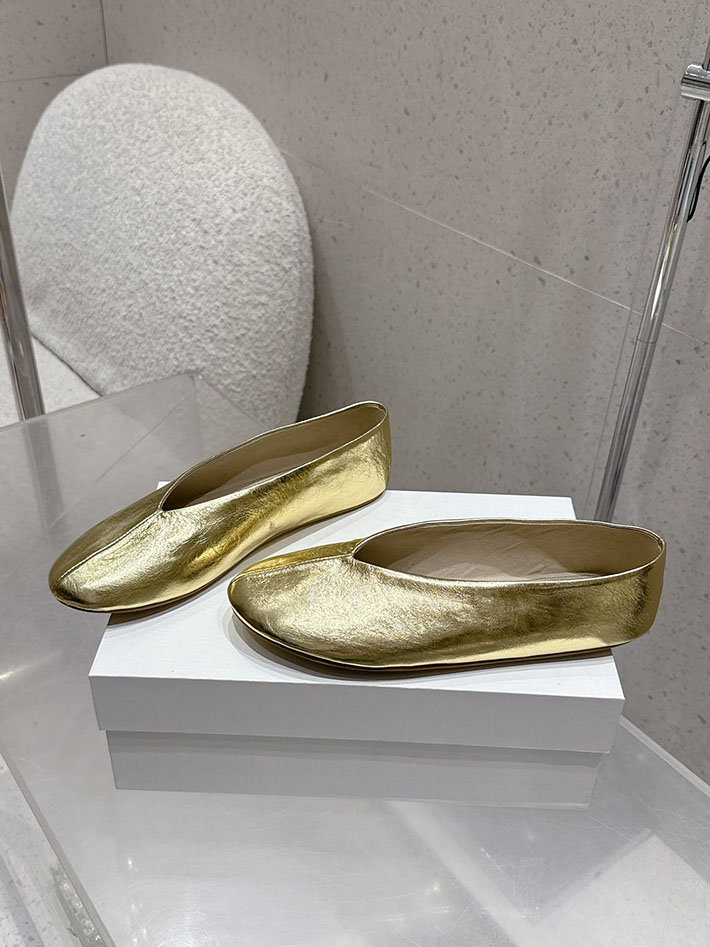 最高級ザロウスーパーコピー THE ROW Stella レザースリッパ レザー バレエフラット ゴールド F1638M39GOLD ザロウ 靴 レディース - 画像 (2)