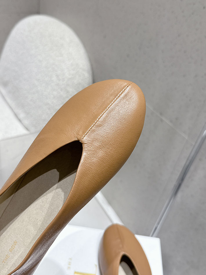 最高級ザロウスーパーコピー THE ROW Stella レザースリッパ レザー バレエフラット ブラウン 2631140 ザロウ パンプス - 画像 (7)