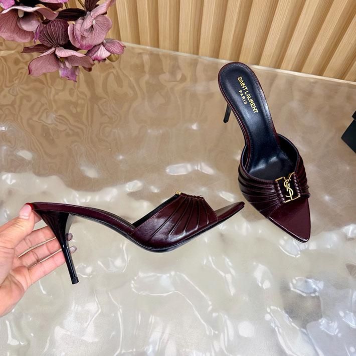 最高級サンローランスーパーコピー YSL バビロン ミュール スムースレザー ブルゴーニュ 819075AAEHF6629 サンローラン ミュール - 画像 (4)
