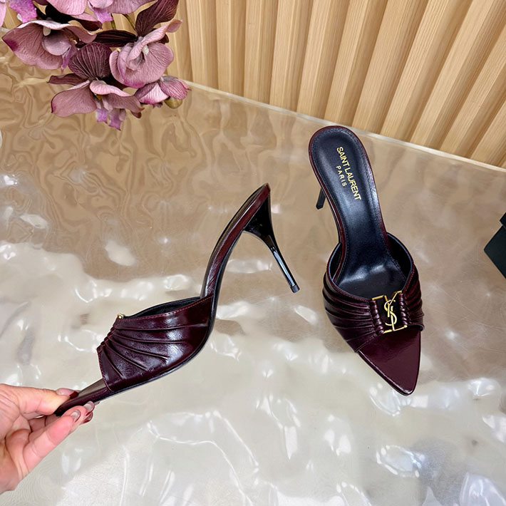 最高級サンローランスーパーコピー YSL バビロン ミュール スムースレザー ブルゴーニュ 819075AAEHF6629 サンローラン ミュール - 画像 (3)