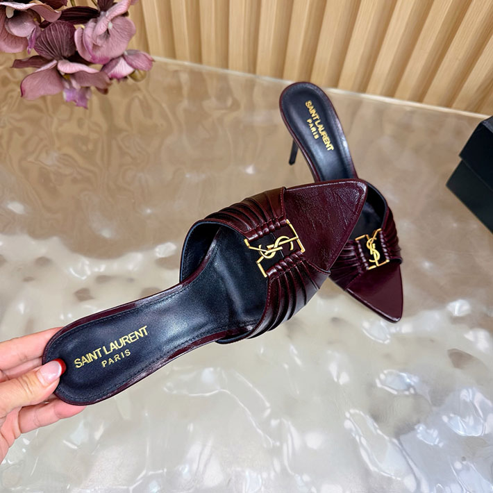 最高級サンローランスーパーコピー YSL バビロン ミュール スムースレザー ブルゴーニュ 819075AAEHF6629 サンローラン ミュール - 画像 (2)