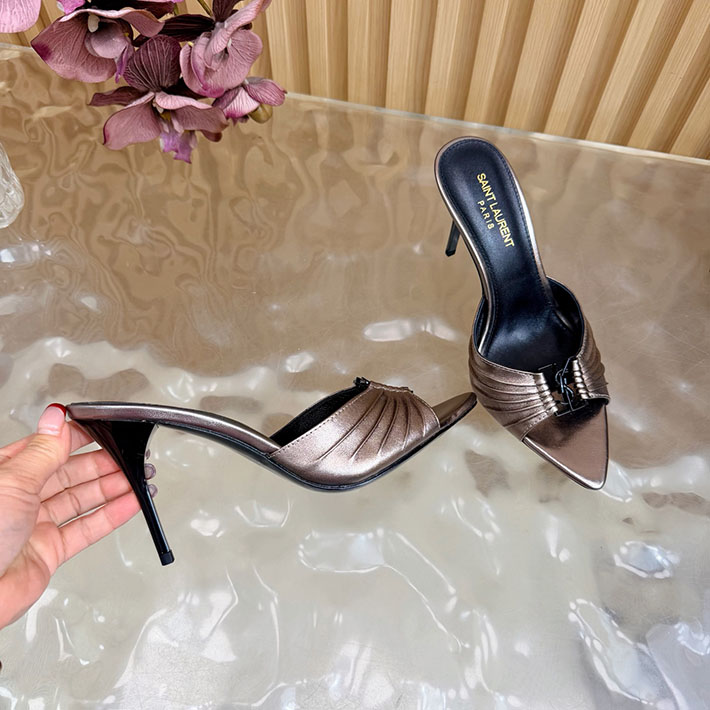 最高級サンローランスーパーコピー Saint Laurent バビロン ミュール スムースレザー ブラウン 2631200 サン ローラン 靴 アウトレット - 画像 (4)