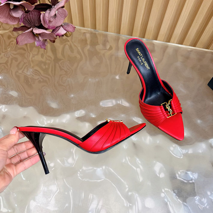 最高級サンローランスーパーコピー Saint Laurent バビロン ミュール スムースレザー レッド 2631203 サン ローラン アウトレット店舗 - 画像 (4)